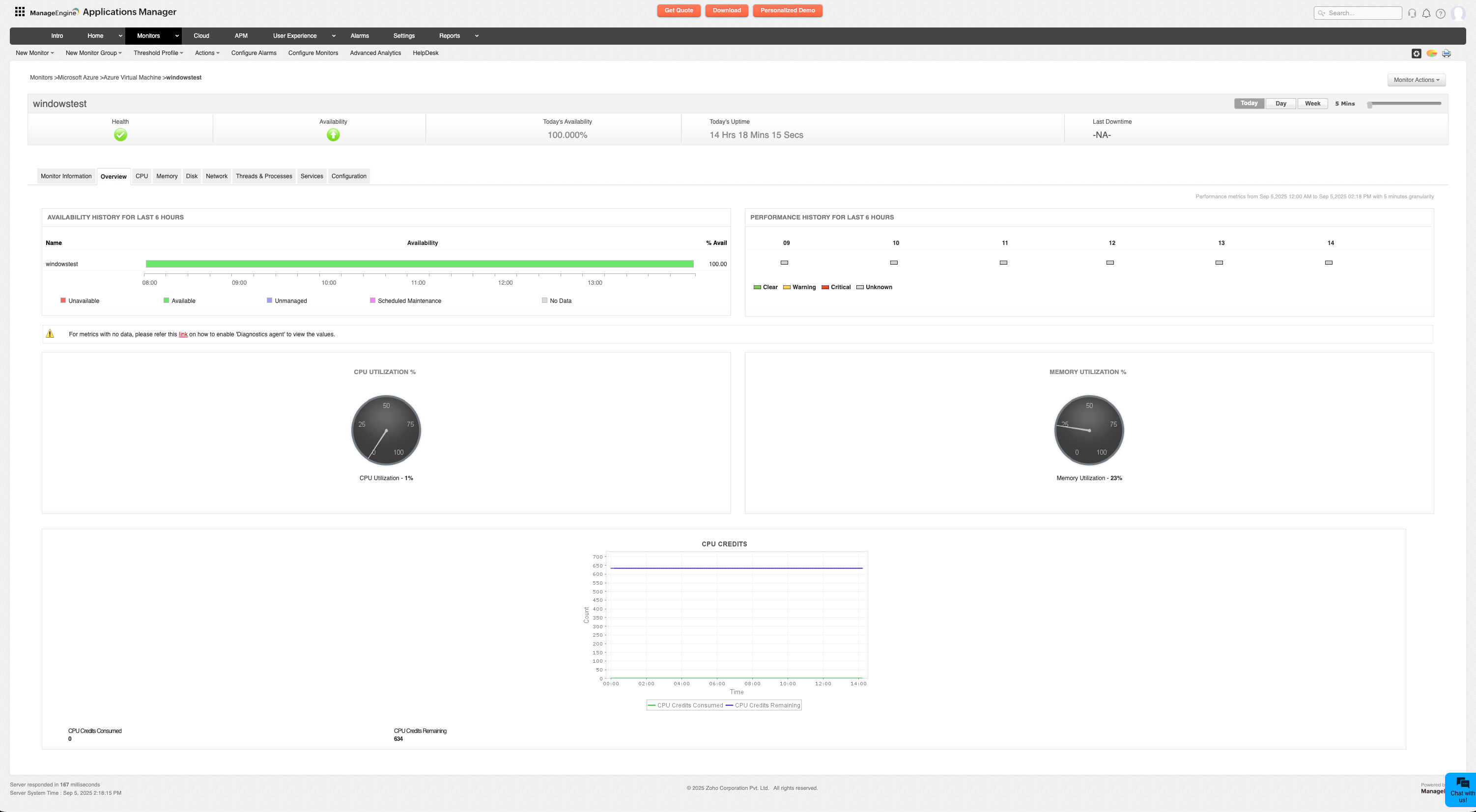 Azure VM monitoring with Applications Manager